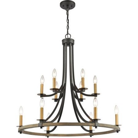 ELK LIGHTING Woodbridge 32'' Wide 12-Light Chandelier - Matte Black 16549/12